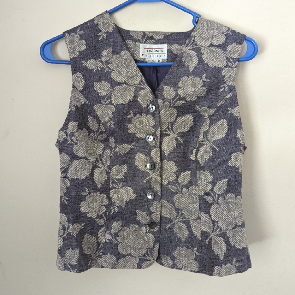 Floral linen vest